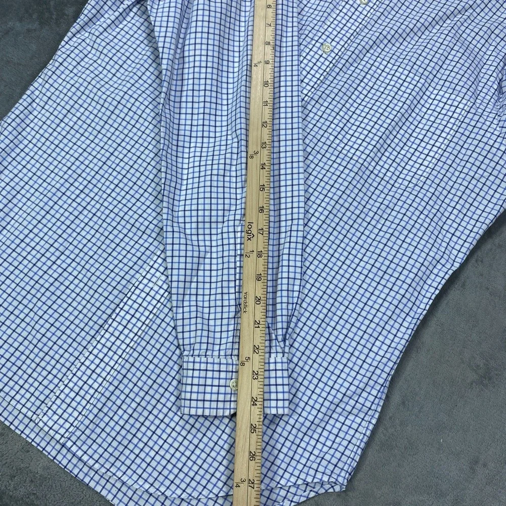 Ralph Lauren Button Down Shirt Mens Medium Classic Fit Blue Brown Plaid Preppy